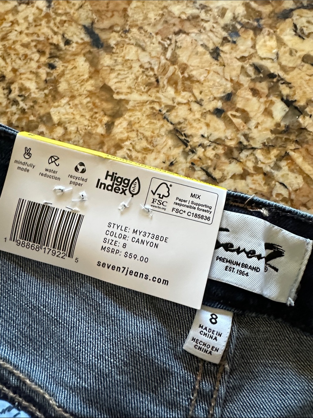 Seven7 Dark Blue Premium Denim High-Rise Cotton Blend Shorts 5” Inseam New - Picture 4 of 5